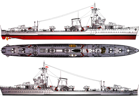 Эсминец ORP Blyskawica H34 1962 [Destroyer] - чертежи, габариты, рисунки